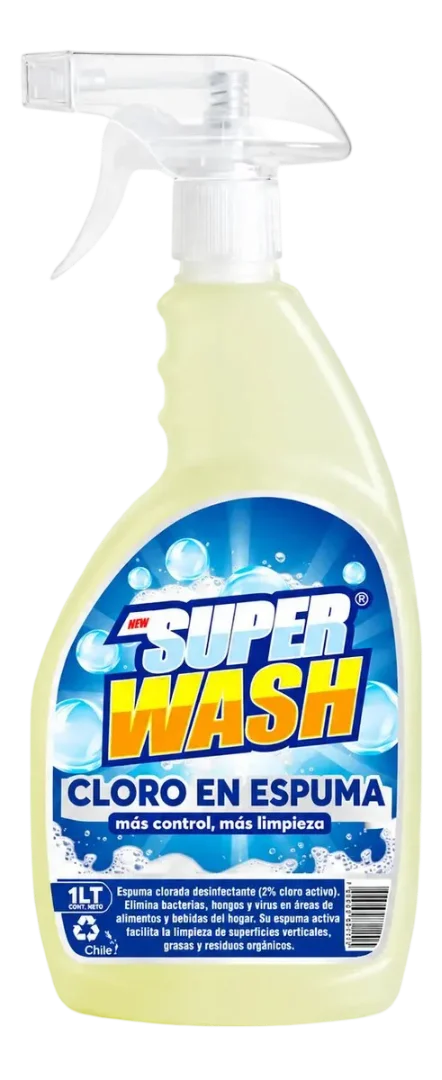 Cloro En Espuma Súper Wash 1 Lt Antihongos, multiuso